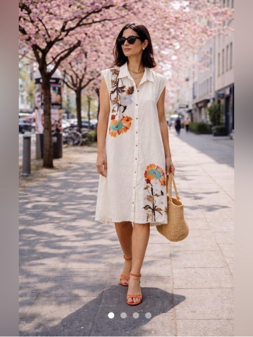 Maeve Anthropologie Colette Floral Sleeveless Midi Shirt Dress White Plus Siz 2X
